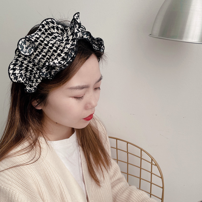 New Korean Retro Wood Ears Leopard Houndstooth Hairband display picture 8