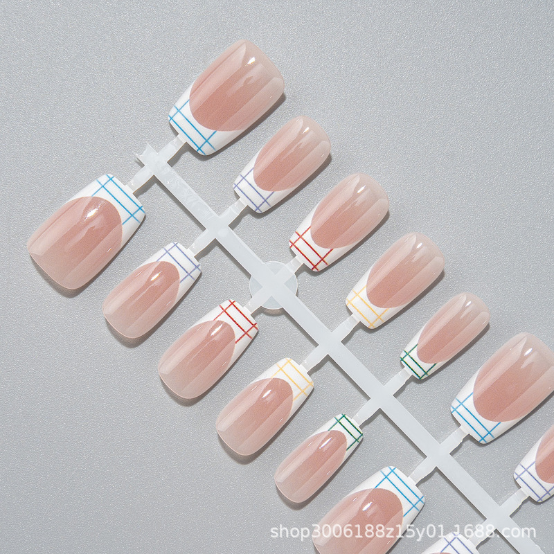 Cdj-148 Chinese Factory Wholesale Press-On Nails French Line Style Soft Cute Girl Style Printed Nail Stickers 30 Pieces Cdj-148 Chinese Factory Wholesale Press-On Nails French Line Style Soft Cute Girl Style Printed Nail Stickers 30 Pieces