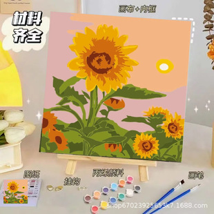 New Wholesale 20*20 Digital Oil Painting Decorative Painting Handmade Decorative Painting Kidsren's Cartoon Filled Digital Oil Painting