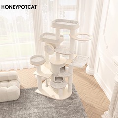 ハニーポット猫の棚猫の巣猫の木の大型の木製の猫の棚の木の多層の猫の城の別荘の剣麻の桶220216