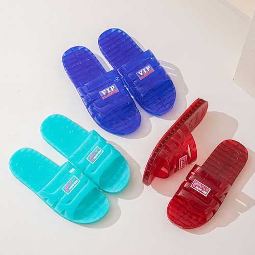 Air Conditioning Crystal Slippers Leaking Bathroom Shower Mat Non-slip Summer New Men's Plastic Slippers Couple Bathroom Slippers