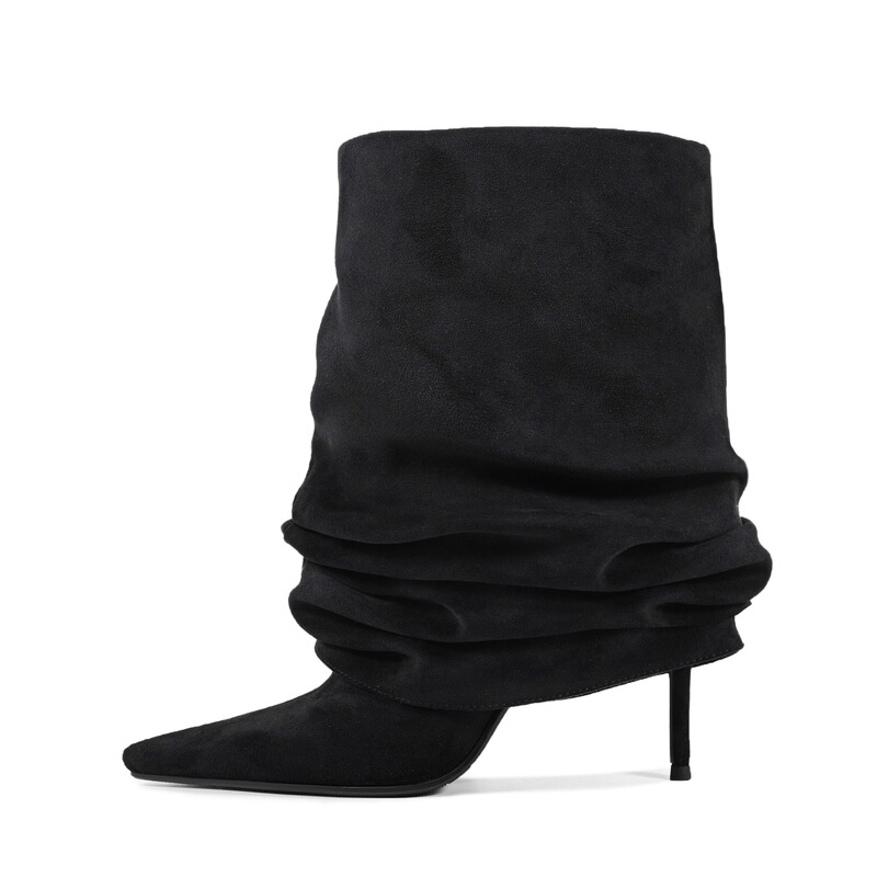 European and American Style Foreign Trade Hot-Selling Models, Stiletto Heel Pointed Toe Wide Tube Mid-Calf Boots, Large Sizes 35-47 European and American Style Foreign Trade Hot-Selling Models, Stiletto Heel Pointed Toe Wide Tube Mid-Calf Boots, Large Sizes 35-47