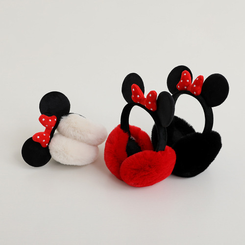 Cartoon bow winter cute warm earmuffs foldable plush earbags student cycling earmuffs earmuffs