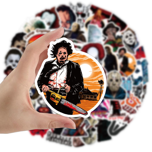 50 Horror Movie Thriller Characters Waterproof Graffiti Stickers Car Trolley Case Scooter Water Cup Stickers Wholesale