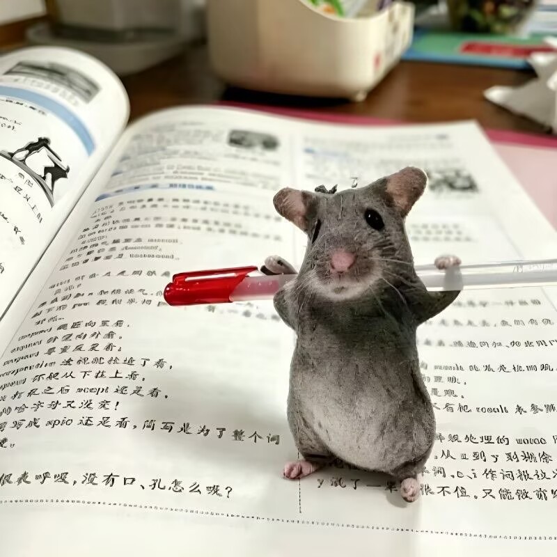 Cute and funny realistic mouse figurine pendant, prank gift, abstract doll, birthday present for friends and classmates, cute decoration