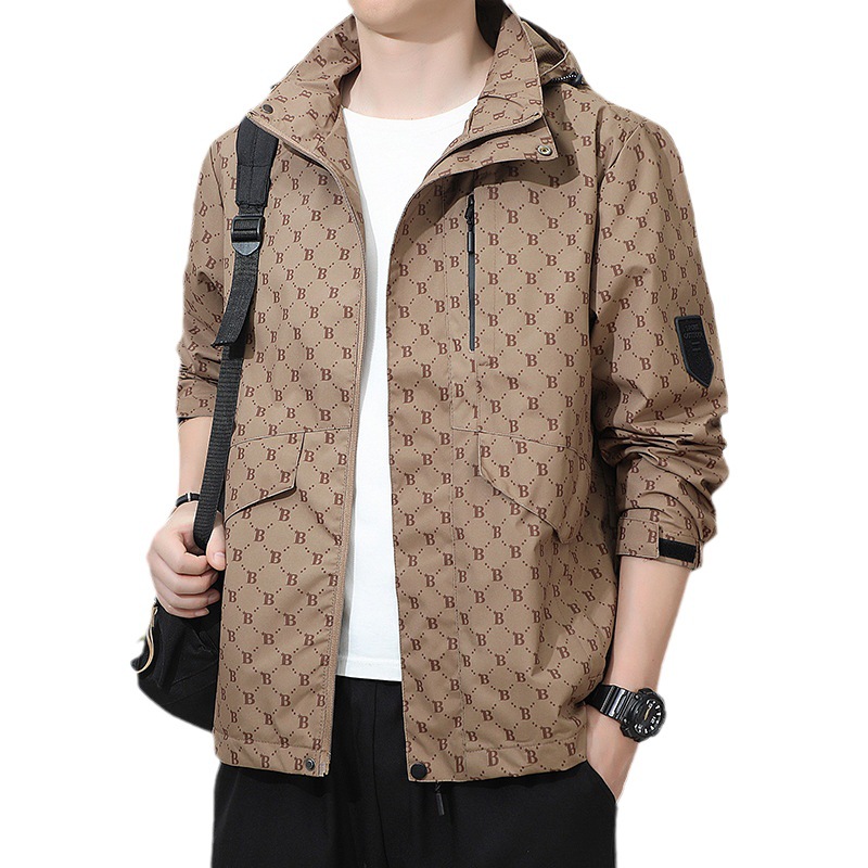 Giacca da uomo primavera e autunno calda giacca a vento moda casual con cappuccio Douyin stile caldo_voghion.com