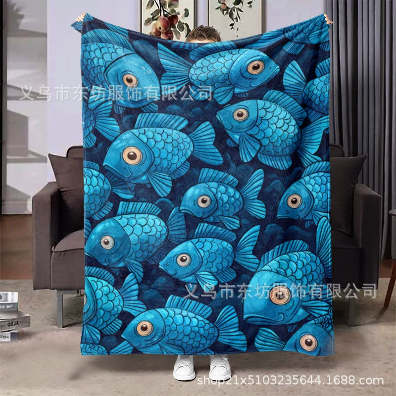 Синий креативный карп теплый и удобный фланелевый одеяло ленивый должен быть дома