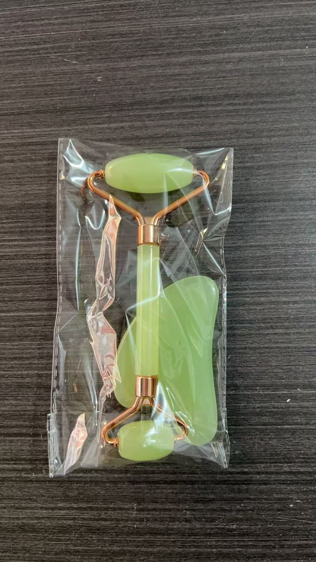 Masaje de rodillos de cristal de polvo conjunto de masaje no jade doble cabeza varilla de masaje facial placa de belleza facial doble cabeza varilla manual