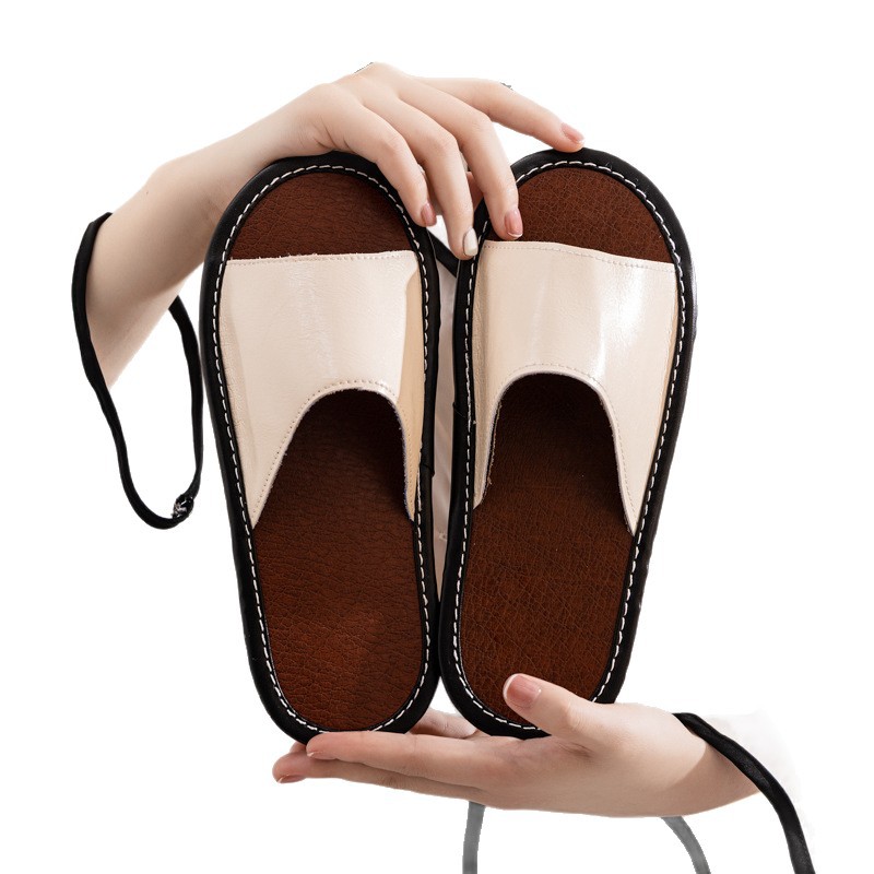 Summer High-end Handmade Full Cowhide Slippers for Men and Women Home Use Non-slip and Non-stinky Foot Leather Soft Bottom Summer