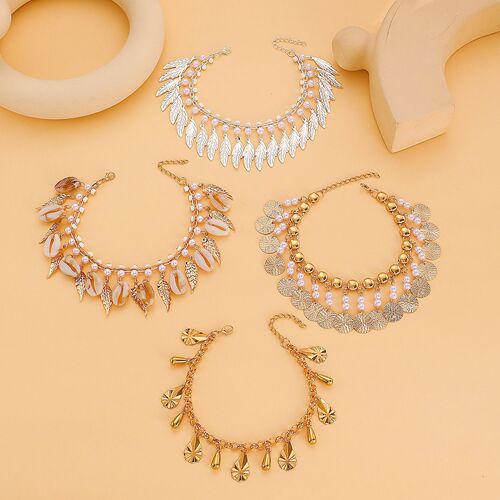 Fancy Accessories Hot Selling Beach Ankle Chain Set Retro Metal Chain Ankle Chains For Women Holiday Ankle Decorations For Her