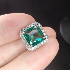 European and American high-end luxury Paraiba square pendant female princess cut through hole bracelet accessories dual-use diy jewelry