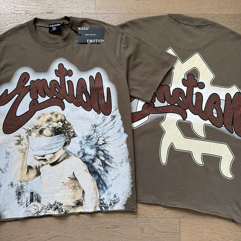 Tarjeta de marca de moda americana impresión de diamante caliente pareja de moda adolescente de verano chaqueta de manga corta camiseta