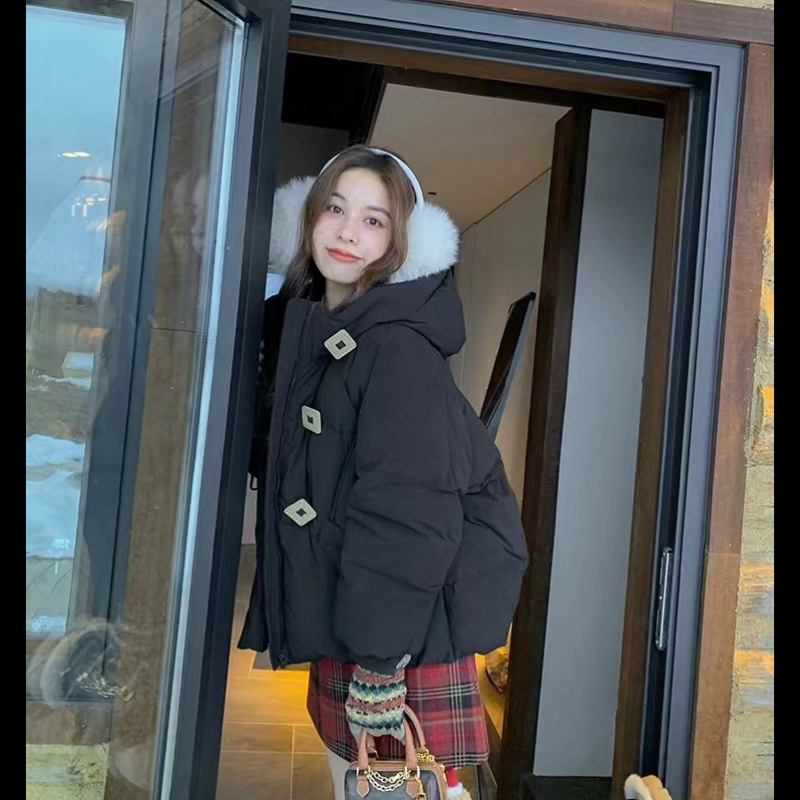[좋은 품질] 새로운면 패딩 여성의 짧은 유행 다재다능한면 패딩 재킷 겨울 여성면 패딩 재킷 코트 토끼 모피