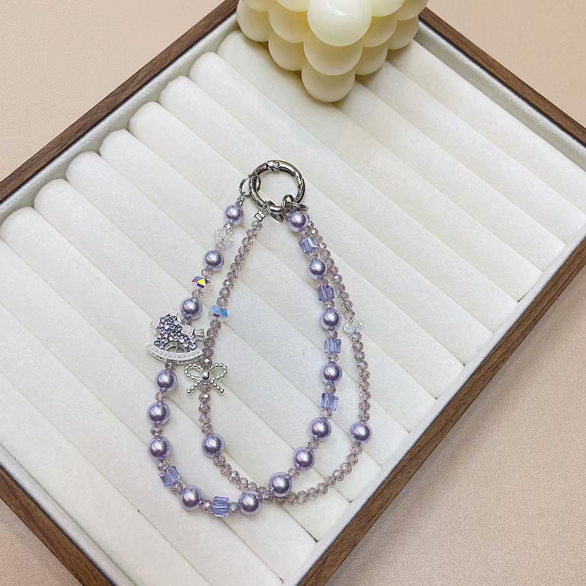 Cadena de teléfono móvil para mujer Creative ins moda teléfono móvil colgante bricolaje hecho a mano perla cristal diamantes de imitación cordón de doble cadena nuevo