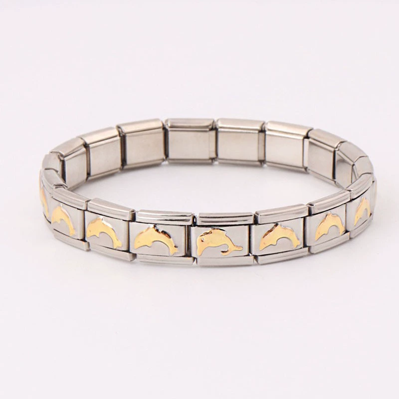 Zhenwo нержавеющая сталь модульное браслет ItalianBracelet золотой пятиконечная звезда любовь эластичная цепь точка