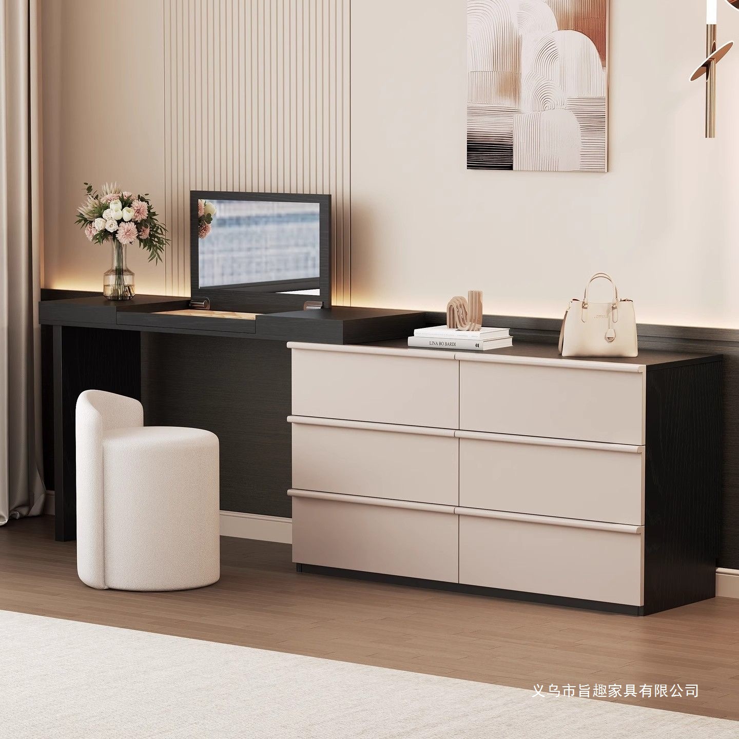 2025 New Style Dressing Table Mirror Hidden Flip-Top High-End Cupboard Storage Integrated Small Apartment Corner Dressing Table