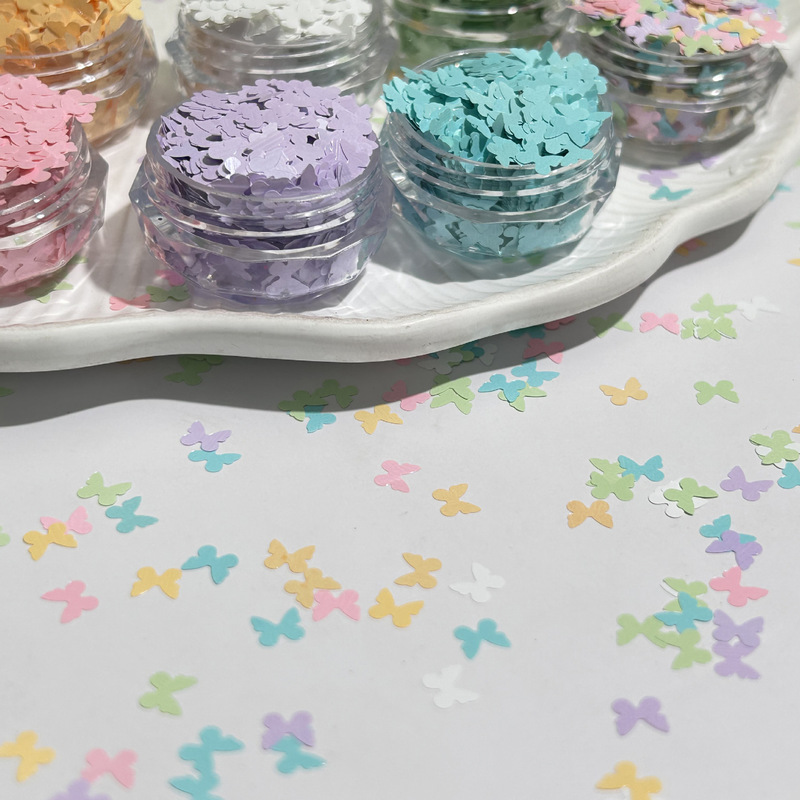 Macaron Matte Solid Color Big Butterfly Nail Art Jewelry Sequins DIY Handmade Decoration Materials Flow Hemp Toy Accessories