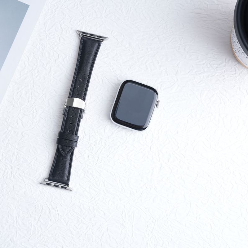 适用苹果手表AppleWatch9表带真皮舒适蝴蝶扣iwatch876543seS10|undefined