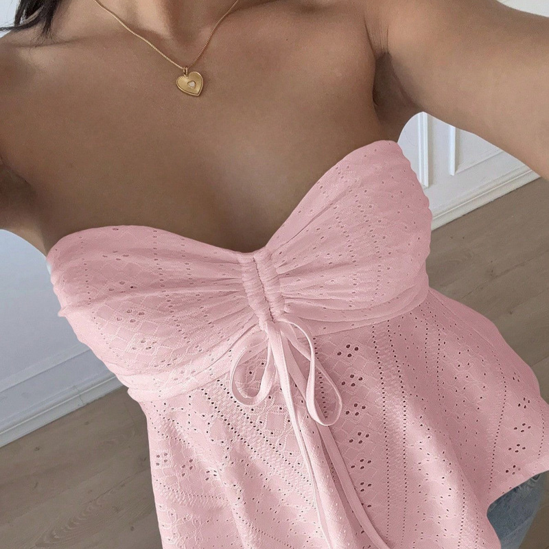 Cross-border Women's Tops Blouses Tee Knitted Tube Top Summer Backless Outfit