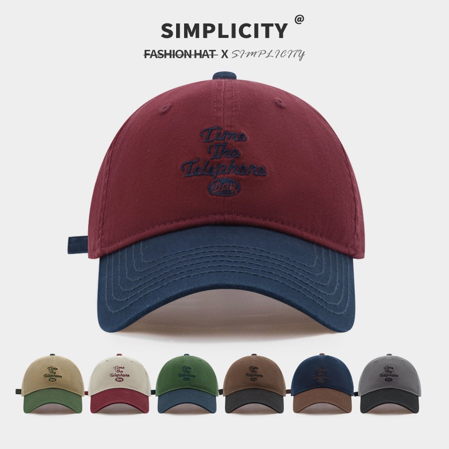 New Style Patchwork Versatile Baseball Cap for Women, Color-Blocking Retro Hat, Sun Protection Hat, Soft-Top Peaked Cap, Couple's Sunshade Hat
