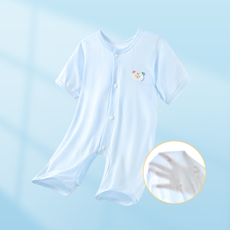 Baby summer overcoat recién nacido delgado pijama abierto de mangas cortas para niños, niñas y niños, ropa de verano para bebés image 9