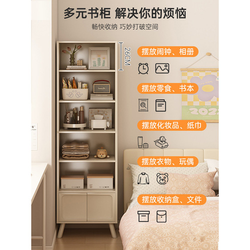 Bookshelf integrated wall storage cabinet with door bookcase floor-standing household dust-proof storage rack living room simple cabinet