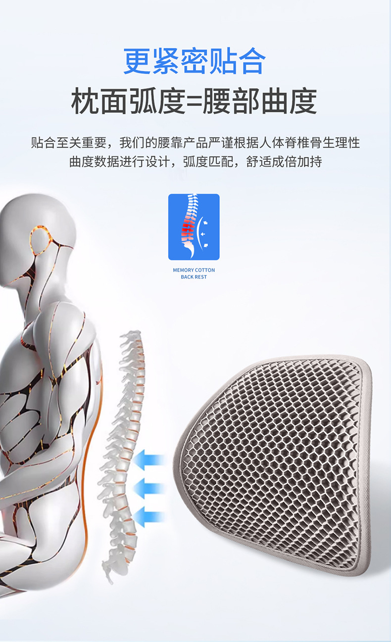 Summer Car Lumbar Support Gel Main Driver's Seat Lumbar Support Back Cushion Breathable Car Lumbar Cushion Lumbar Support Lumbar Pillow for Long Periods of Sitting