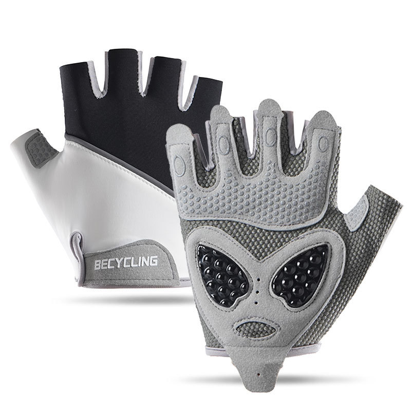 Guantes de gimnasio para hombres y mujeres al aire libre antideslizante resistente al desgaste ciclismo transpirable seda de hielo amor de silicona líquida guante deportivo de medio dedo