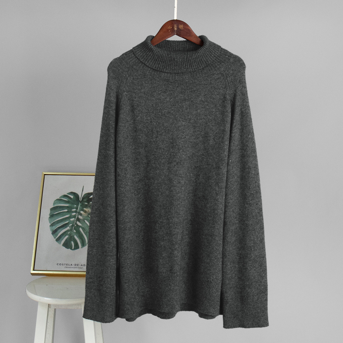 Suéter de Cuello Alto de Lana, Estilo Europeo y Americano, Otoño-Invierno 2025, Nuevo Suéter Holgado de Punto, Cálido para Mujer image 11