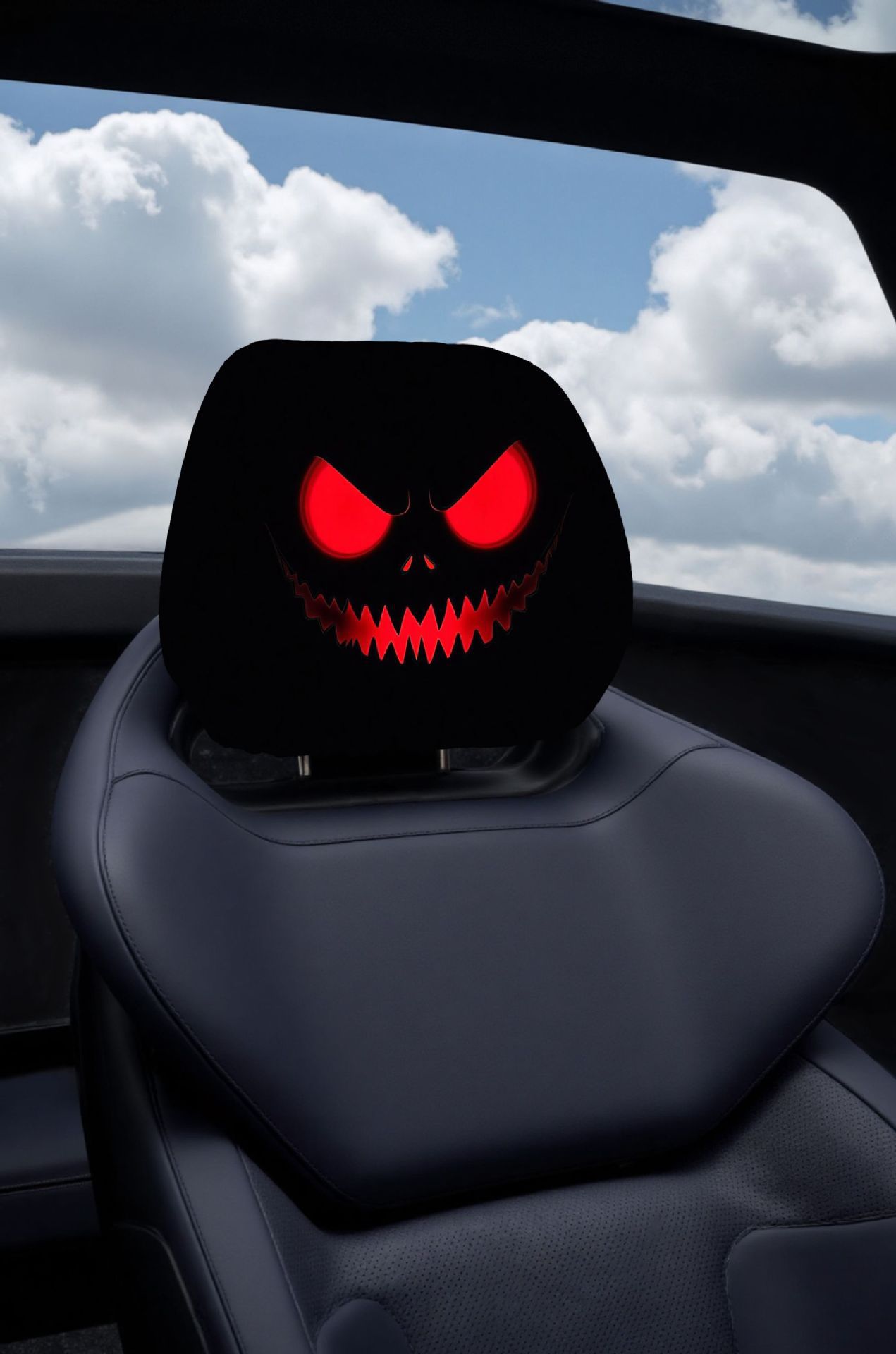 Exaggerated Expression Car Seat Headrest Protective Cover Oil-Proof, Anti-Fouling and Anti-Damage Personalized Seat Pillow Decorative Cover