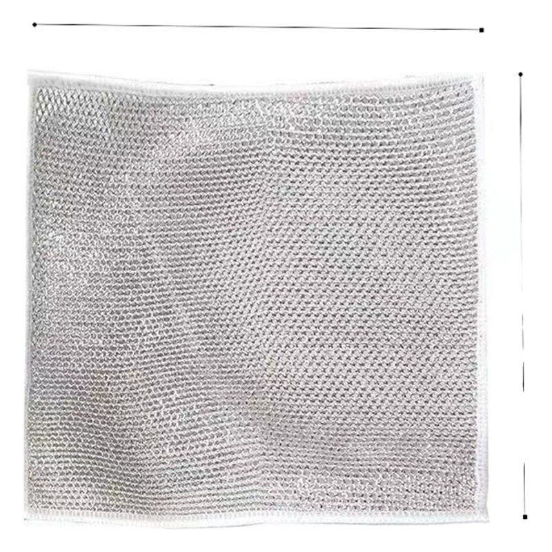 Trapo de alambre de acero plata seda bambú malla de carbono antiadherente trapo de aceite cocina plato cocina cepillo olla aceite eliminación de plata seda trapo