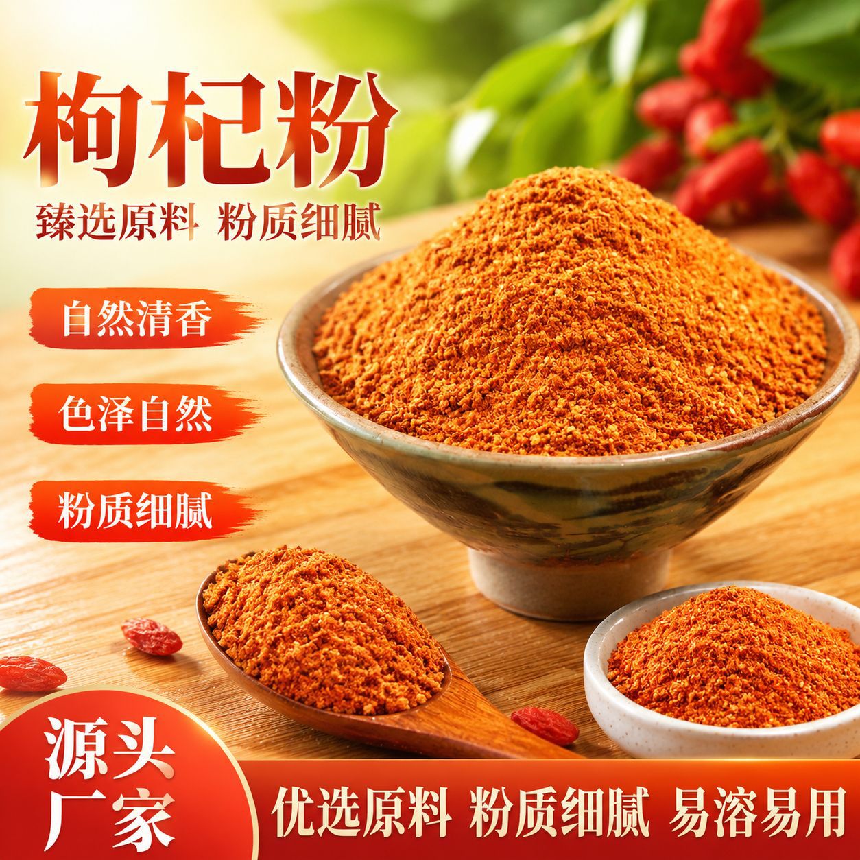 Goji Berry Powder (Lycium barbarum) — Fine Food-Grade Wolfberry Powder for Drinks & Cooking overview