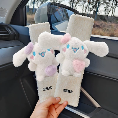 Protective Covers, Seat belt shoulder pad - teddy-velvet-pink-purple-plush-doll-shoulder-pads-pair