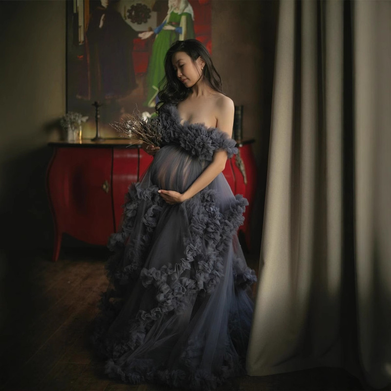 Amazon Dropshipping Maternity Photo Shoot Robe Mesh Dress in Multiple Colors, Can Be Styled as Fashionable, Versatile, and Sexy