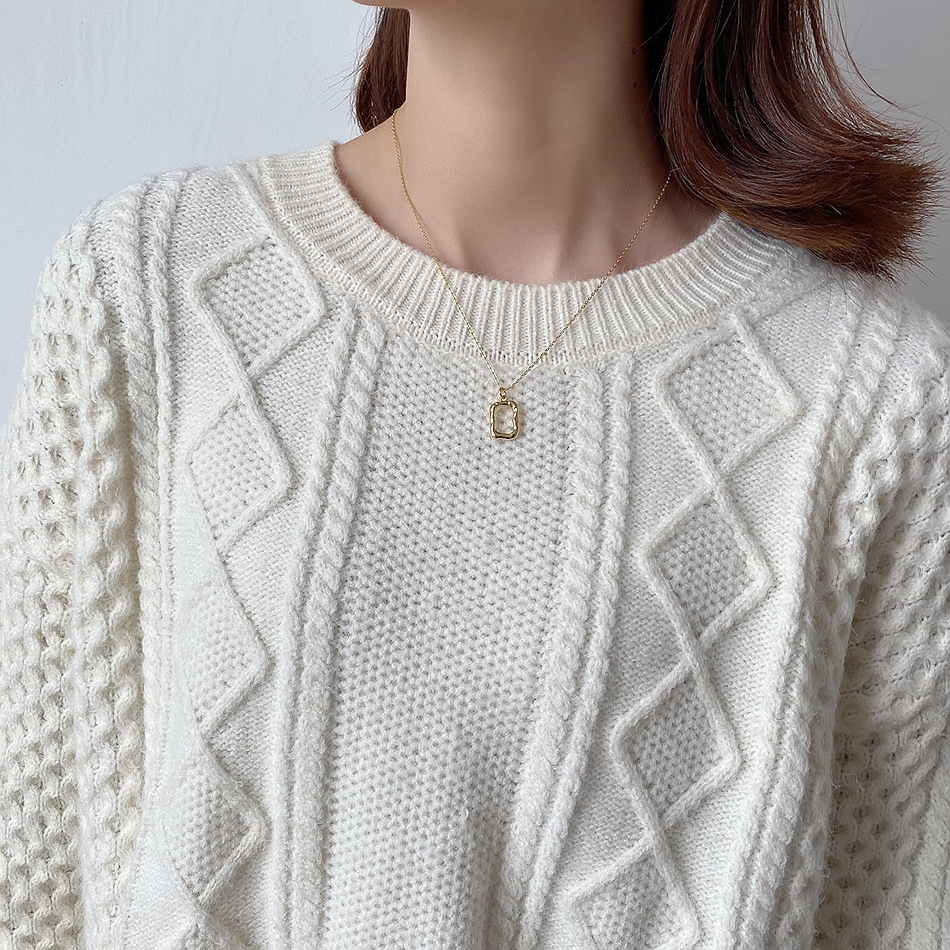Geometric Pattern 925 Sterling Silver Cable Chain Hollow Out Geometric Pendant Necklace
