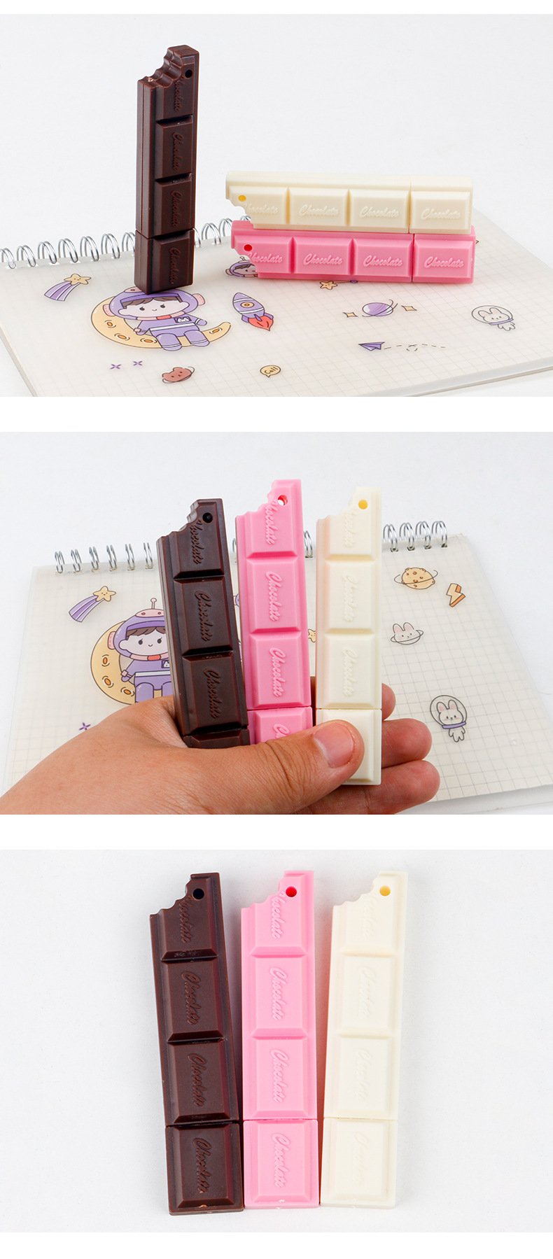 Plastic Material Food Pattern Cute Style Students' Stationery Supplies Creative Chocolate Modeling Pen Students Daily Writing Pen Cartoon Simulation