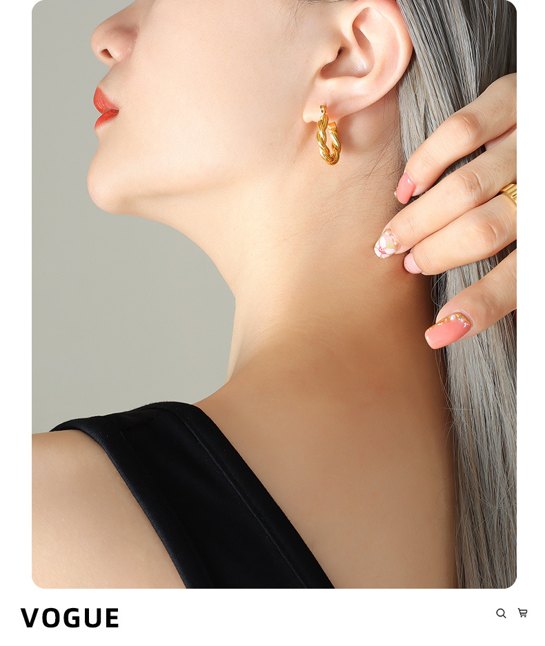 Novelty U Shape Titanium Steel Earrings Plating Stainless Steel Earrings