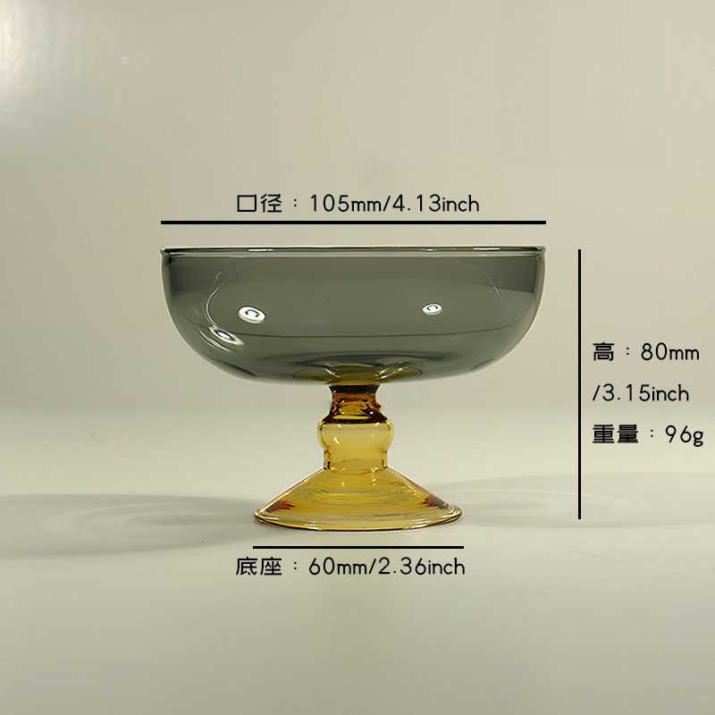双色冰激凌杯冰激凌碗时尚琥珀布丁杯奶昔杯冰激凌高脚杯轻奢摆件|undefined