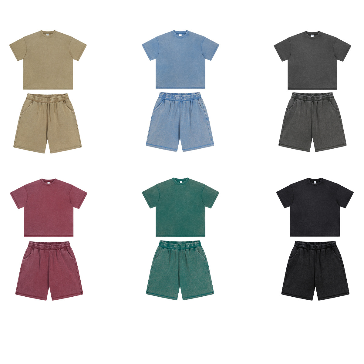 Chain tide hombre manga corta set de verano Batik hacer viejos pantalones cortos de manga corta de hombre lavados personalidad de la calle pareja set