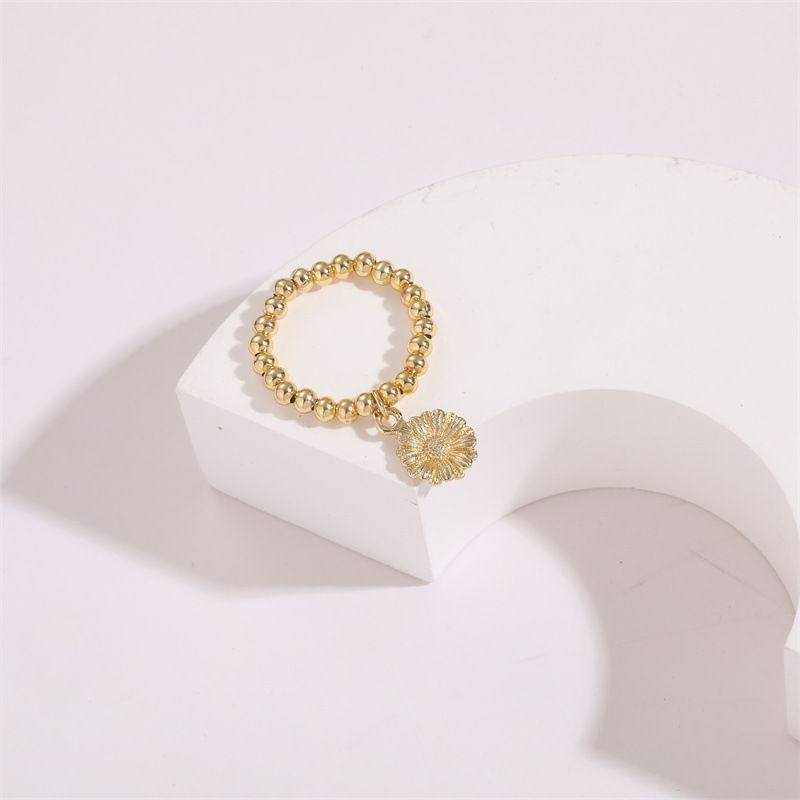 Fashion Flower Copper Plating Inlay Zircon Rings 1 Piece