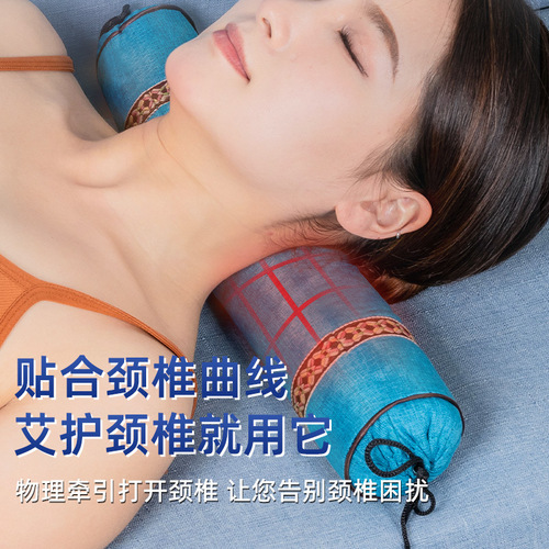 Wormwood cervical pillow wholesale neck pillow home moxibustion pillow cylindrical candy pillow removable and washable linen lumbar pillow