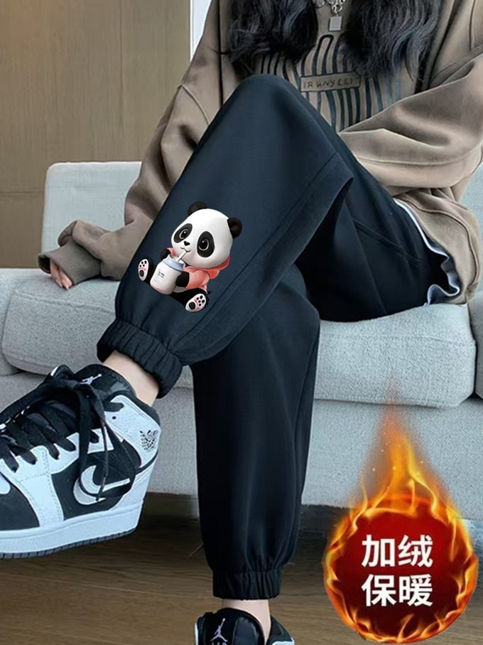 밀크 팬더 레깅스 블랙 팬츠 플러스 벨벳