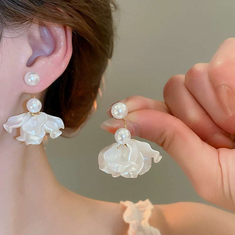 Серьги Baoyu bow & flower коллекция, французский лёгко-люкс стиль с жемчужной отделкой