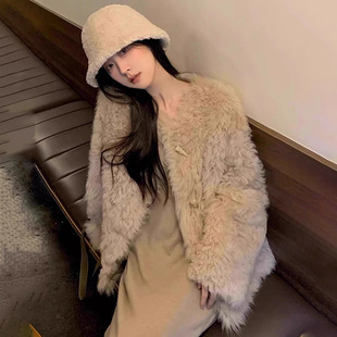 New Explosions Fox Fur Cashmere Shear Eco-friendly Lamb Plush Fur One Fur Winter Fur Jacket Loose