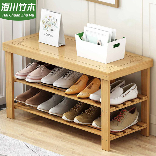 Shoe-changing stool for home entrance simple shoe rack for bedroom rental room practical multi-layer economical solid wood storage rack