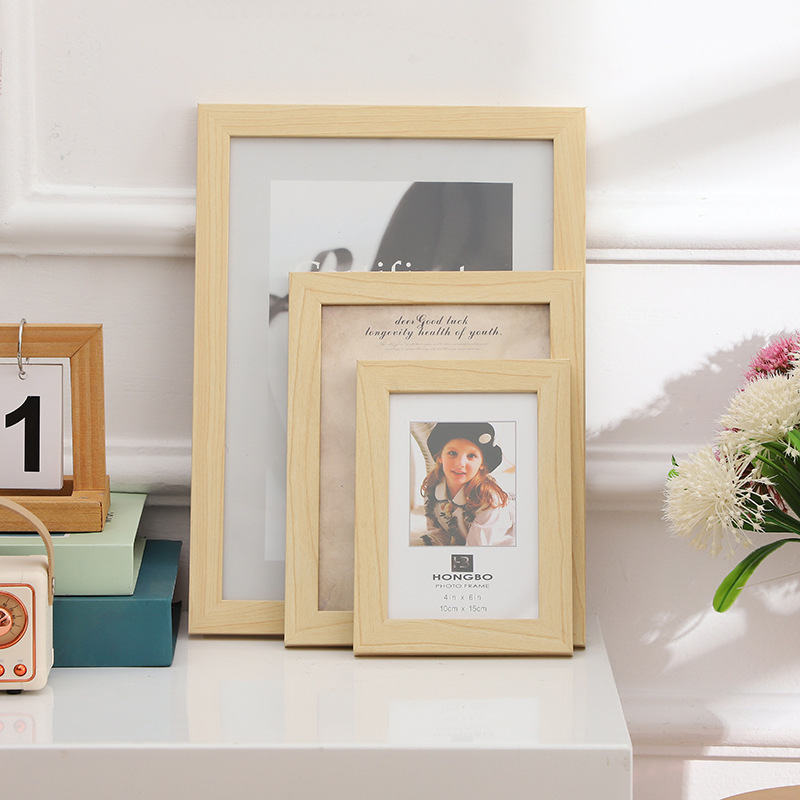 French Wooden Frame Six 6inch Personalized Ins Style Solid Wood Photo Frame Living Room Simple Double-Sided Transparent 7inch Rotating Photo Frame