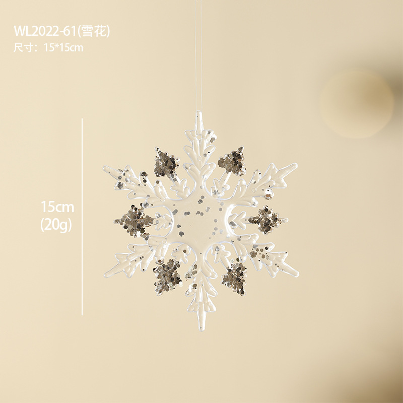 Decoraciones de árbol de Navidad ventana escenario de decoración accesorios colgante acrílico transparente flocos de nieve guirnaldas bolsas de regalo colgante