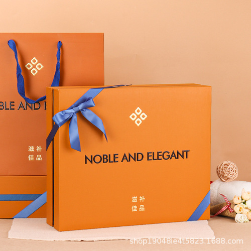 New nourishing yellow high-looking five-treasure universal gift box bird's nest, deer antler, American ginseng and red ginseng slices three-treasure packaging box