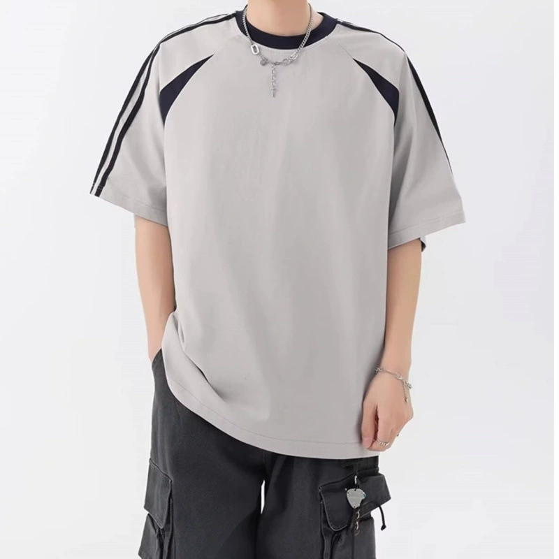2025 модная брендовая тяжелая футболка с коротким рукавом, мужская летняя новинка, трендовый свободный мужской топ с круглым вырезом и половиной рукавов