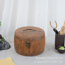 木质茶叶桶 普洱茶白茶圆形茶叶木桶圆形复古实木家用茶叶桶